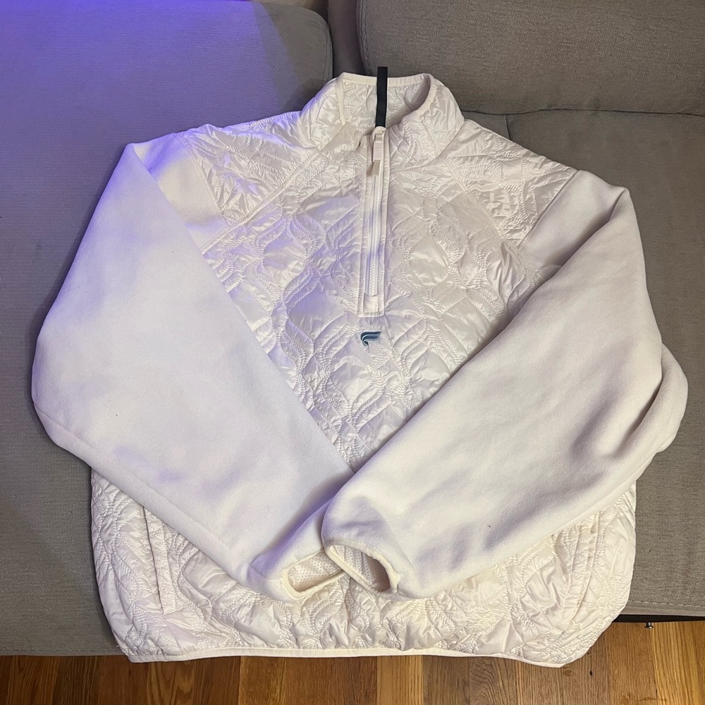 Fabletics White Quilted Pullover
